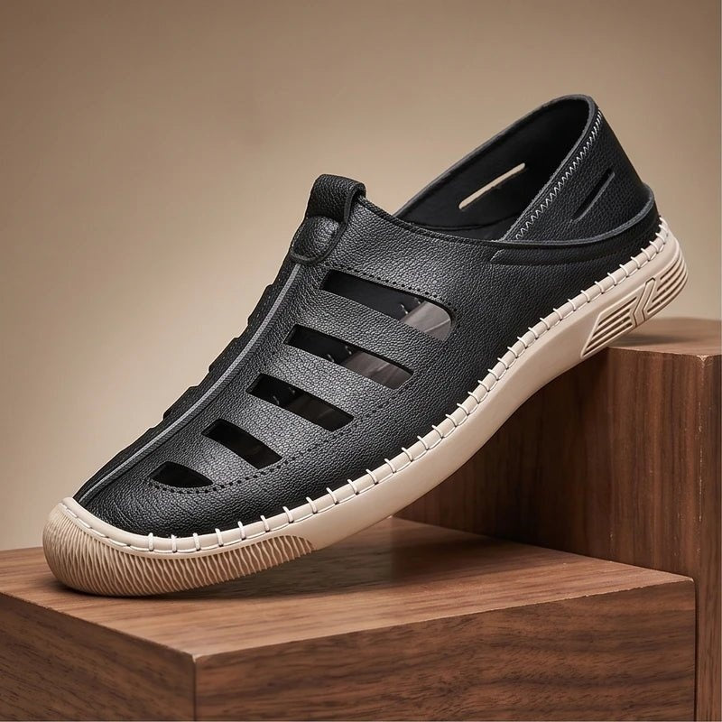 Sandalias de Pescador de Cuero Genuino Hombre Slip-On