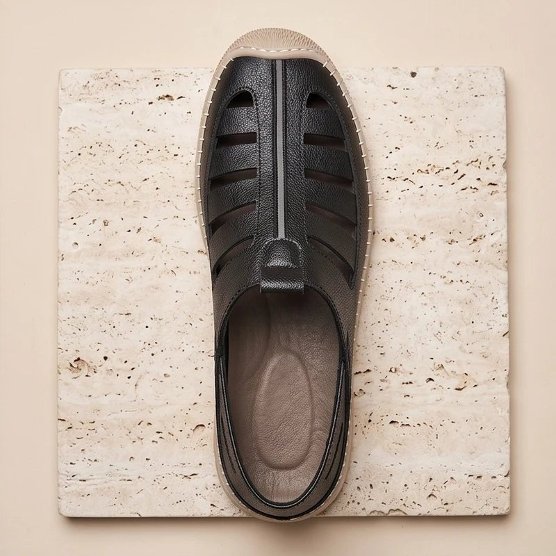 Sandalias de Pescador de Cuero Genuino Hombre Slip-On