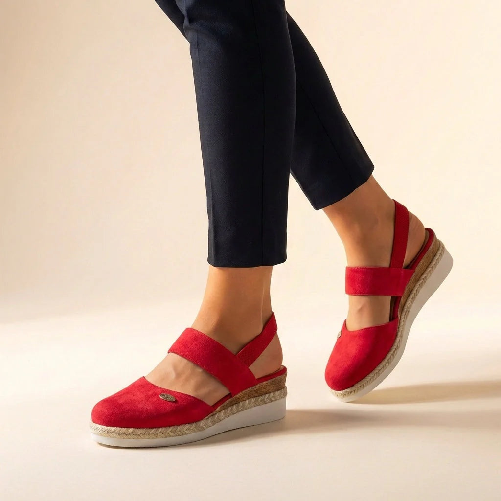 Sandalias de Plataforma Esparto Mujer Tira Elástica