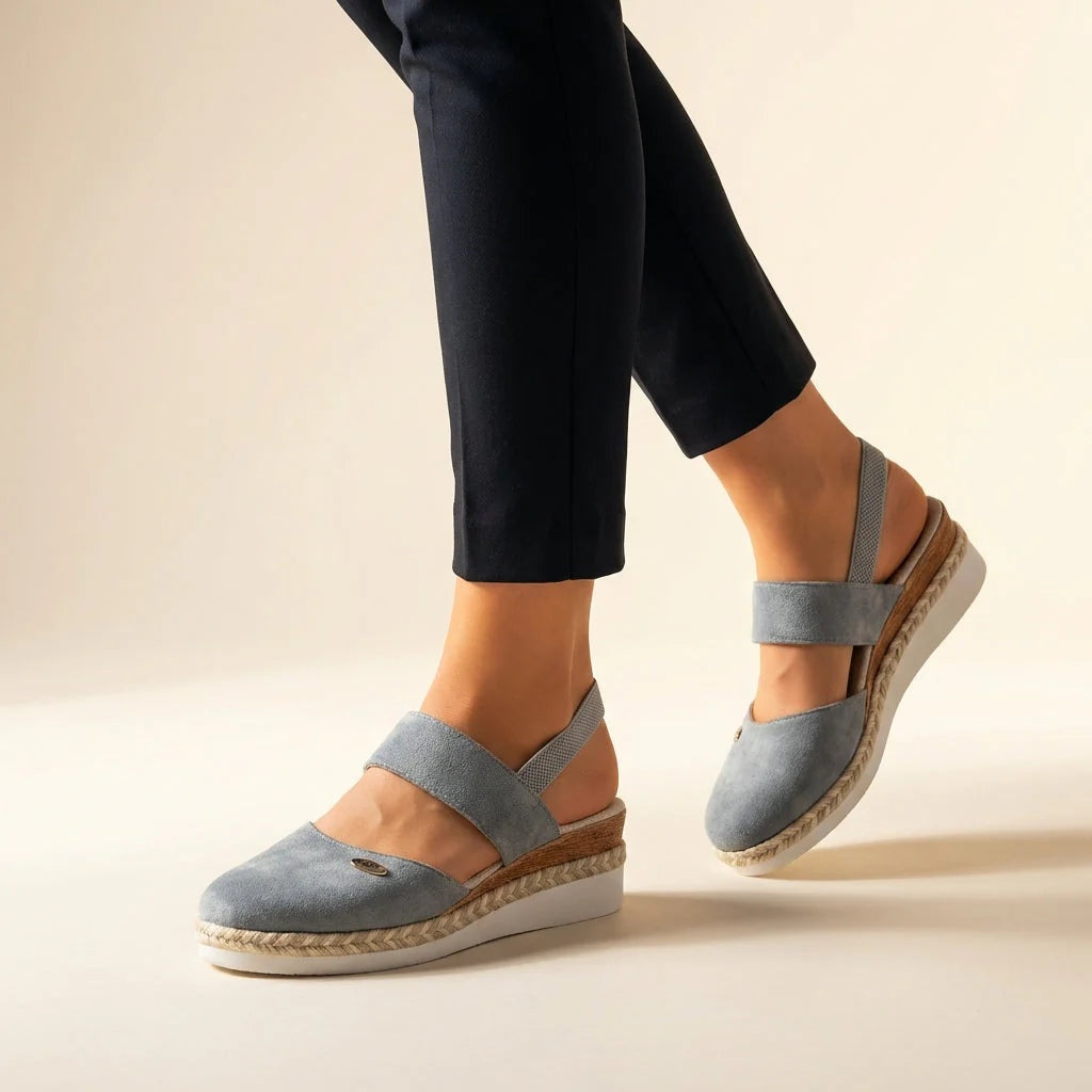 Sandalias de Plataforma Esparto Mujer Tira Elástica