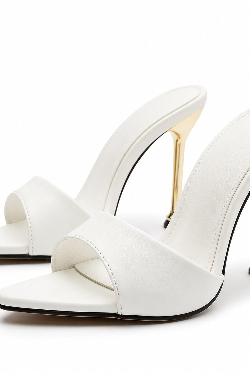 Sandalias de Tacón Alto Tipo Mule Mujer Tiras Transparentes