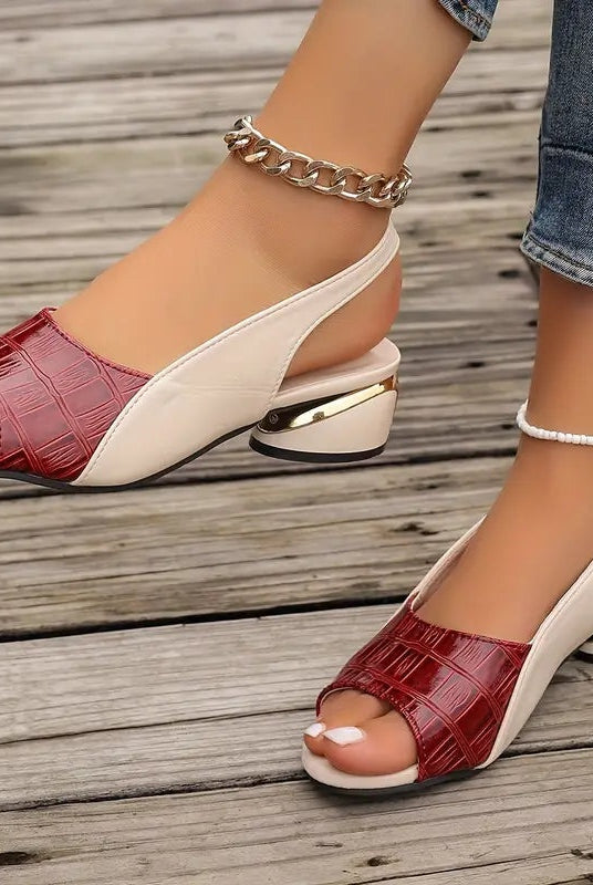 Sandalias de Tacón con Textura Cocodrilo Mujer Destalonadas