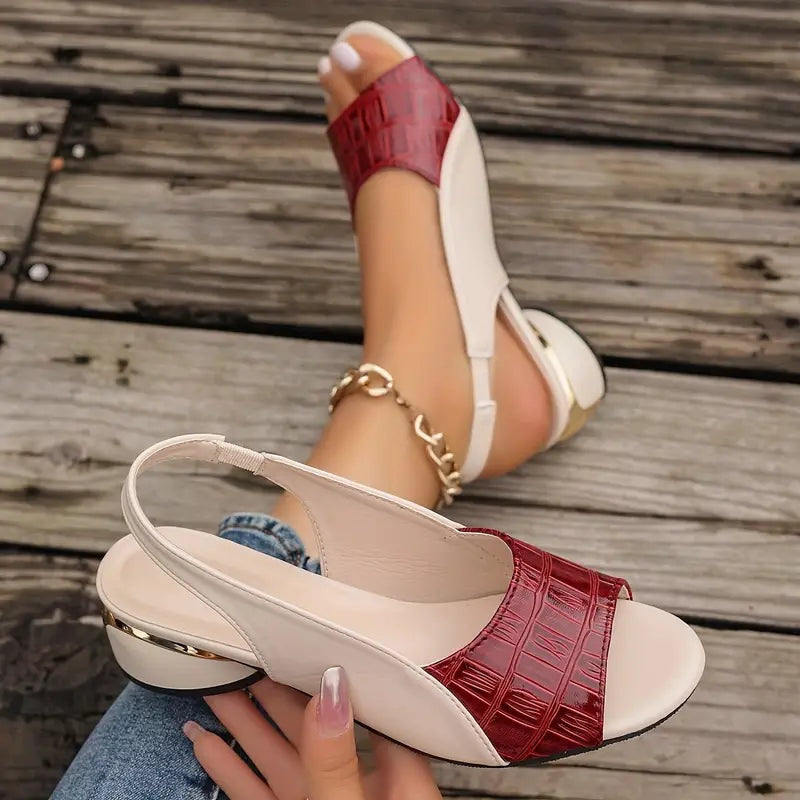 Sandalias de Tacón con Textura Cocodrilo Mujer Destalonadas