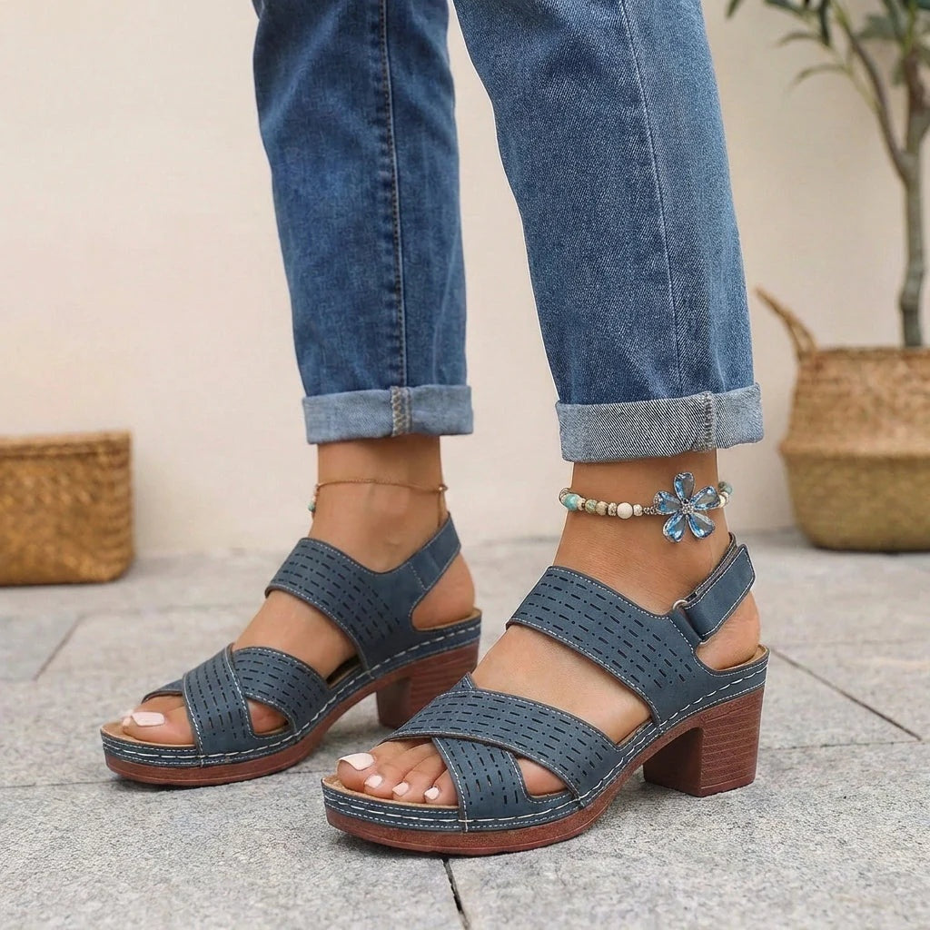 Sandalias de Tacón Plataforma Mujer Tiras Cruzadas