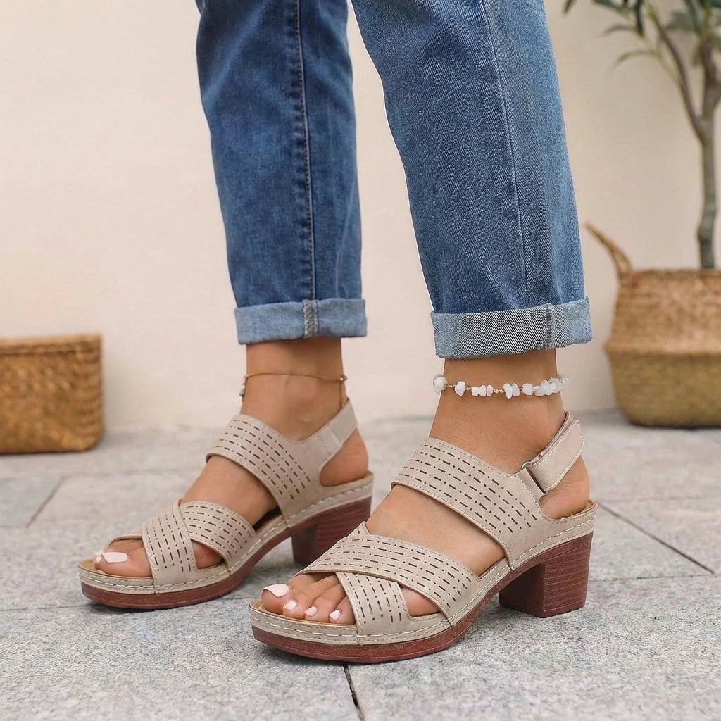 Sandalias de Tacón Plataforma Mujer Tiras Cruzadas