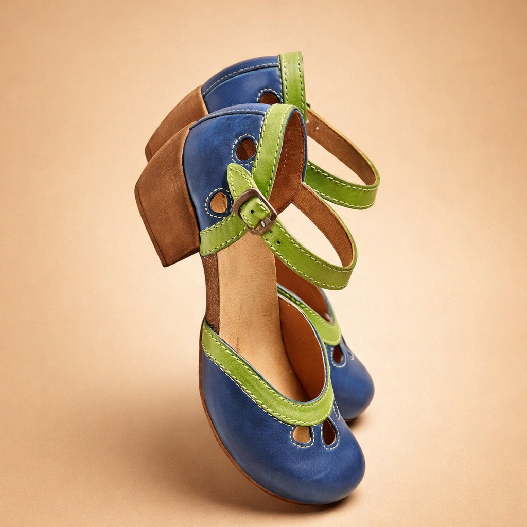 Sandalias de Tacón Vintage Mujer Hebilla