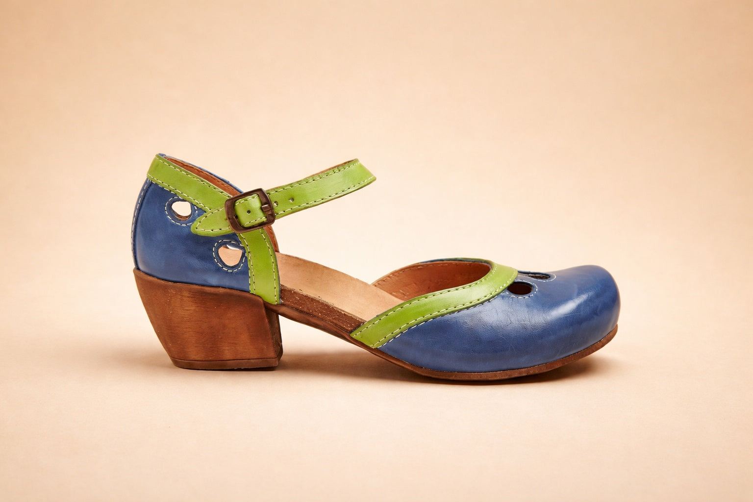 Sandalias de Tacón Vintage Mujer Hebilla