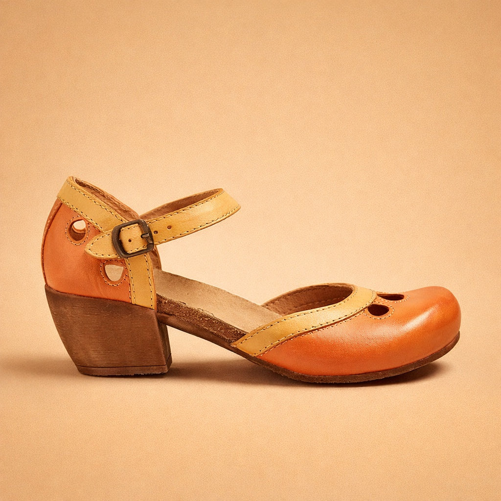 Sandalias de Tacón Vintage Mujer Hebilla