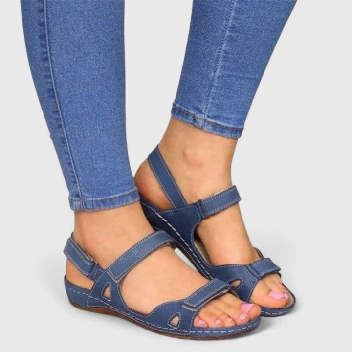 Sandalias Planas con Tiras Cruzadas Mujer Hebilla