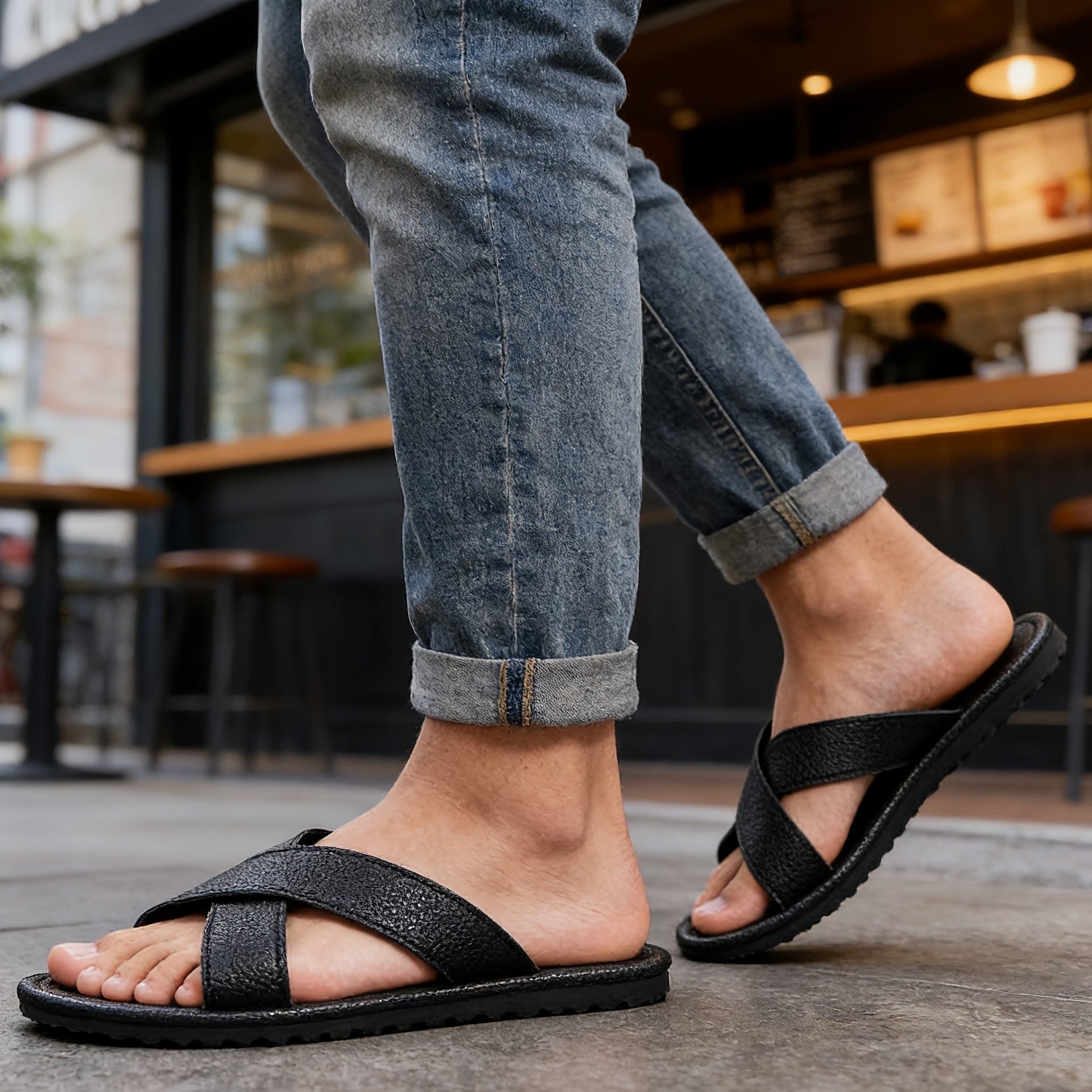 Sandalias Planas Cruzadas Hombre Slip On