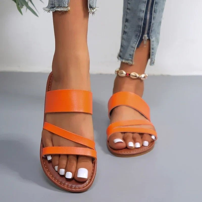 Sandalias Planas de Tiras Cruzadas Mujer