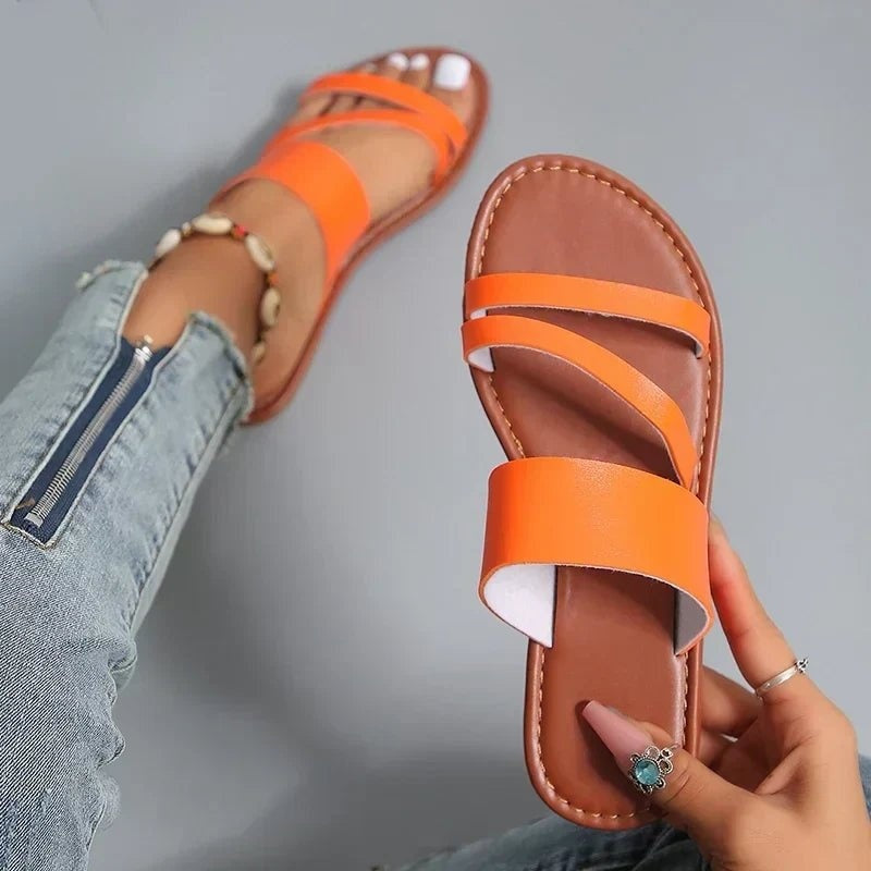 Sandalias de Tiras Cruzadas de Cuero Hombre Planta Acolchada