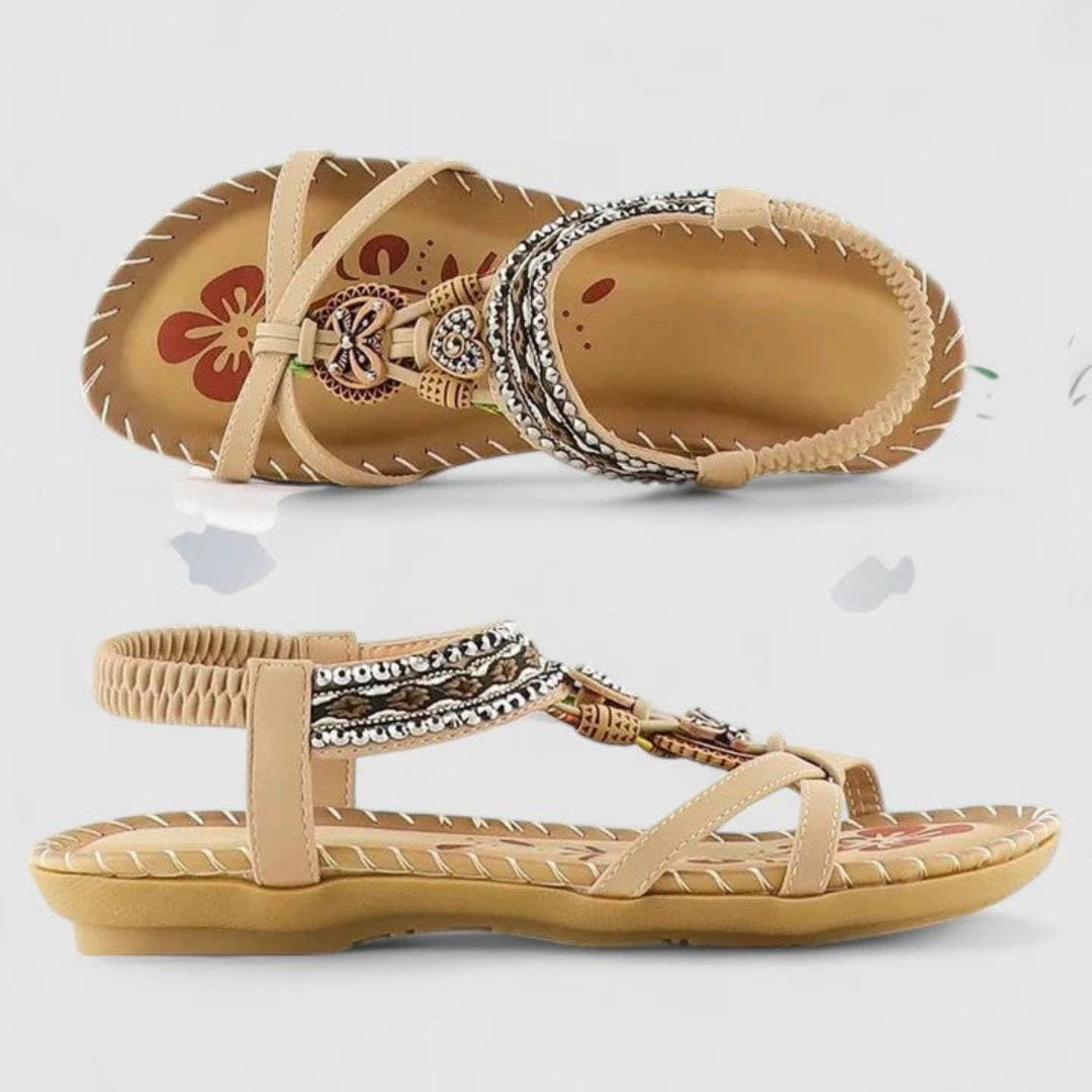 Sandalias Planas Romanas Mujer Tiras Bordadas