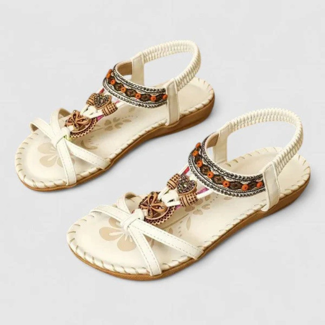Sandalias Planas Romanas Mujer Tiras Bordadas