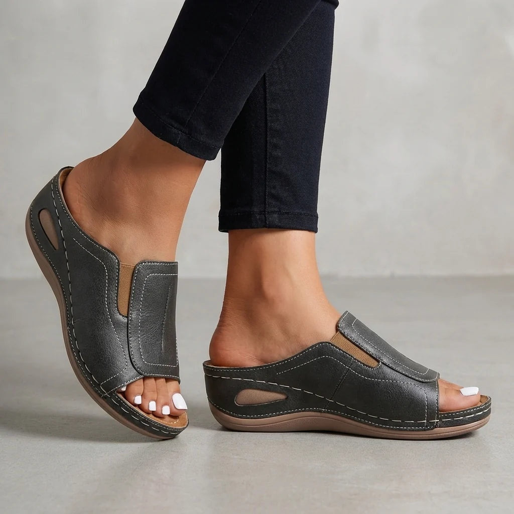 Sandalias Planas Slip On Mujer Abertura Lateral