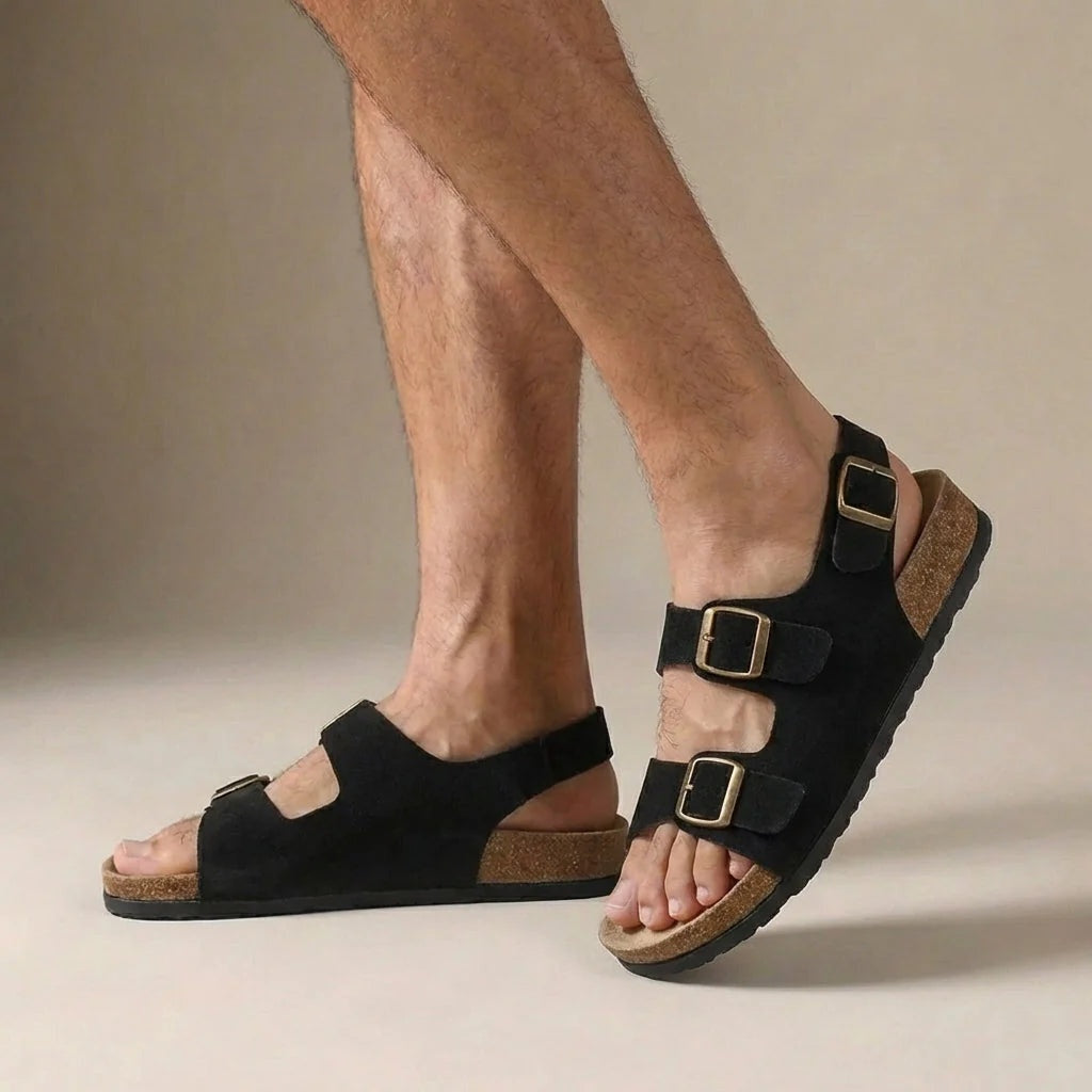 Sandalias Tipo Birkenstock con Hebillas Hombre