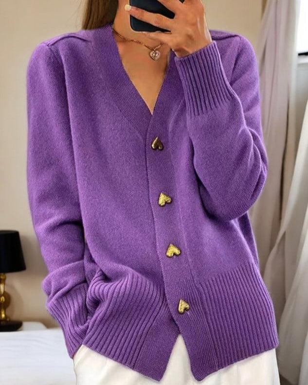 Sandra | Jersey Fino de Punto Mujer Botones Escote V