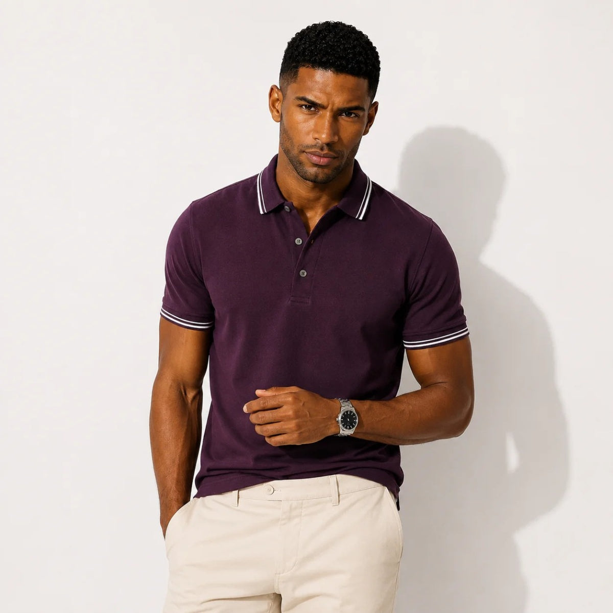 Sergio | Polo de Algodón de Manga Corta Hombre Cuello Contraste
