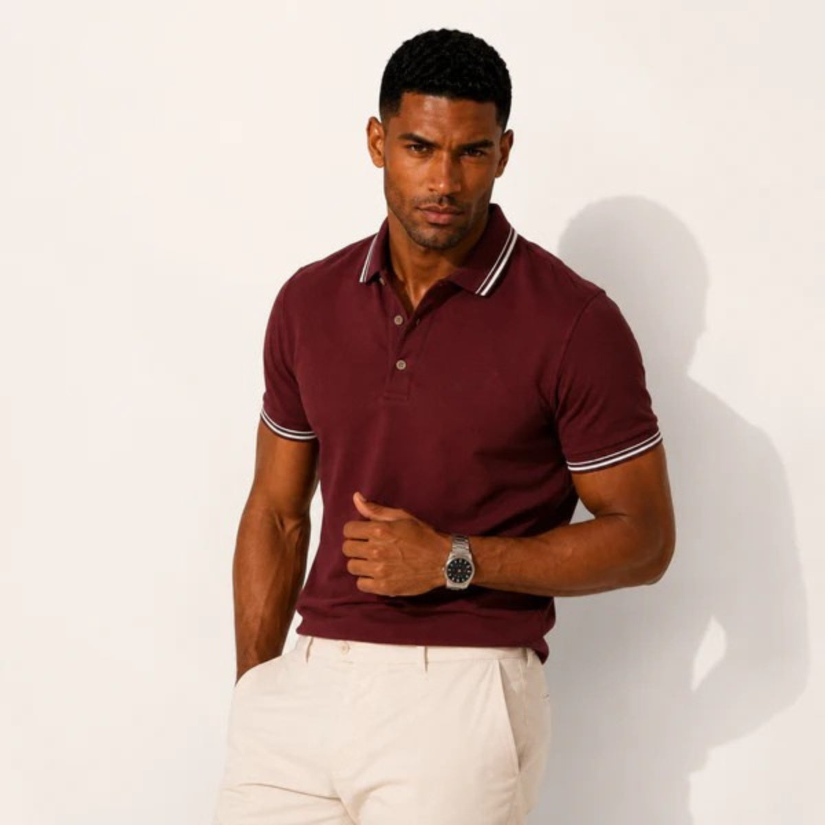 Sergio | Polo de Algodón de Manga Corta Hombre Cuello Contraste