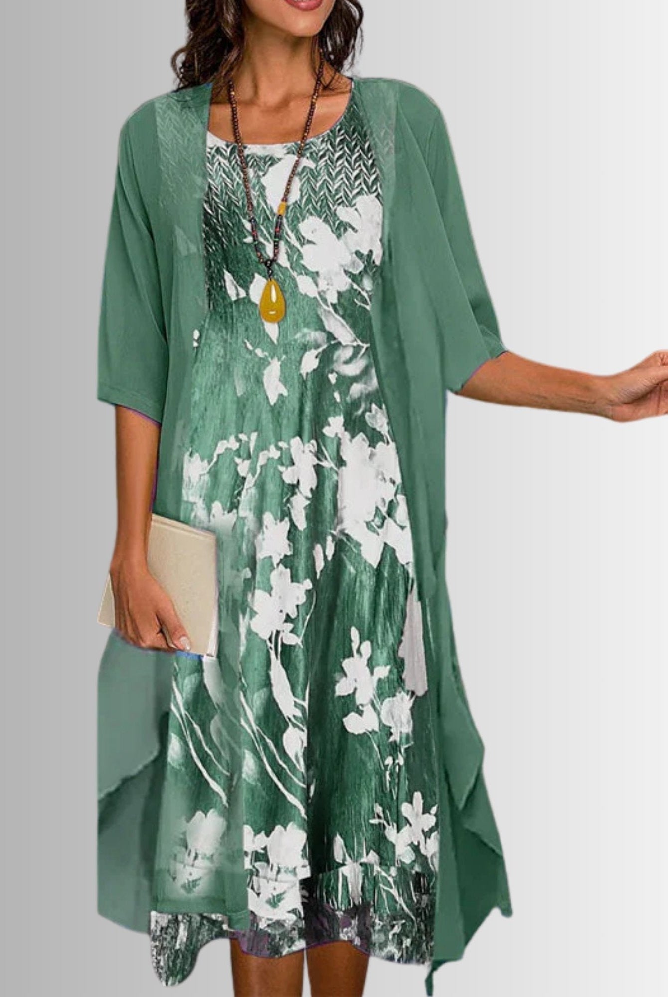 Silvia | Conjunto Elegante Estampado Floral Mujer Manga 3/4