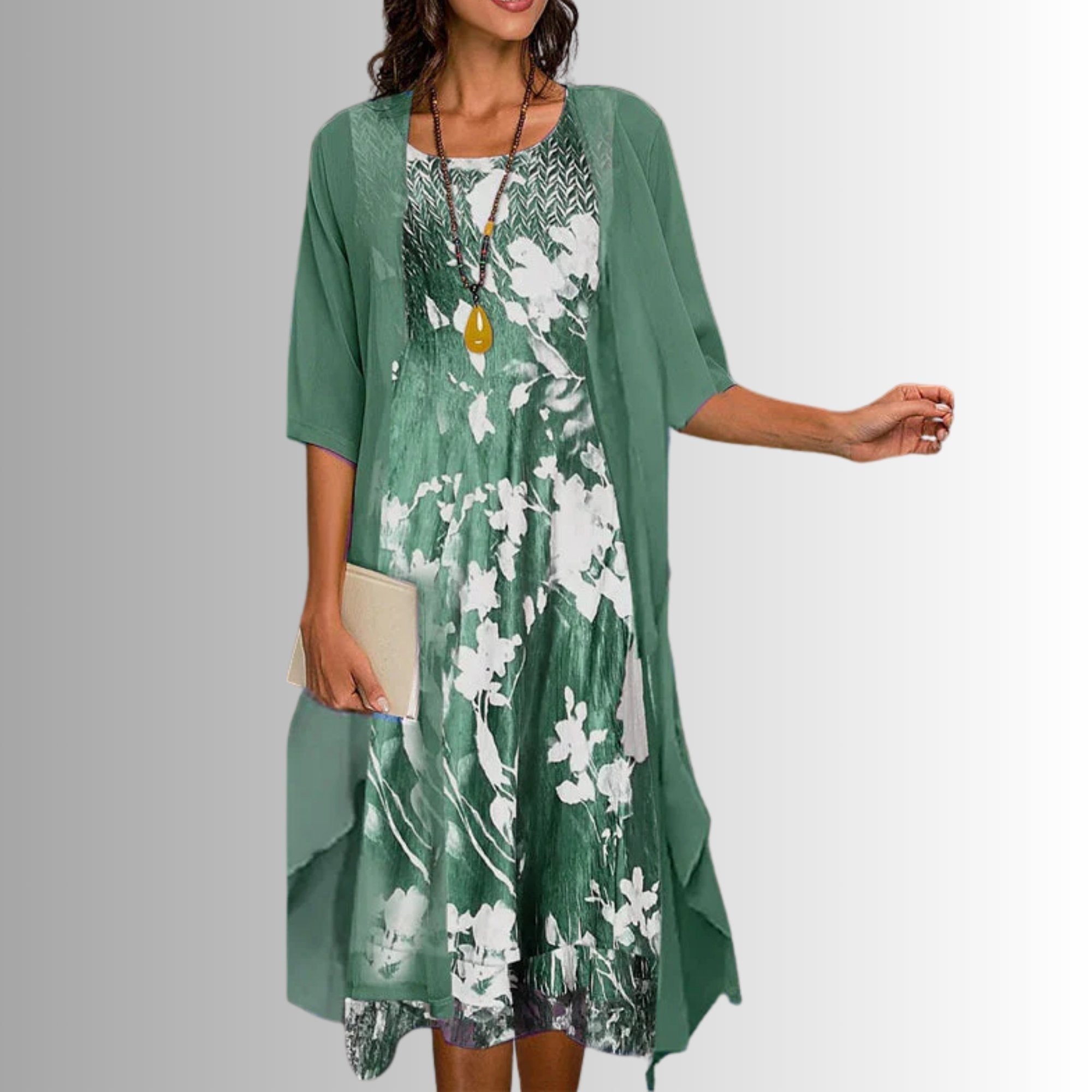 Silvia | Conjunto Elegante Estampado Floral Mujer Manga 3/4
