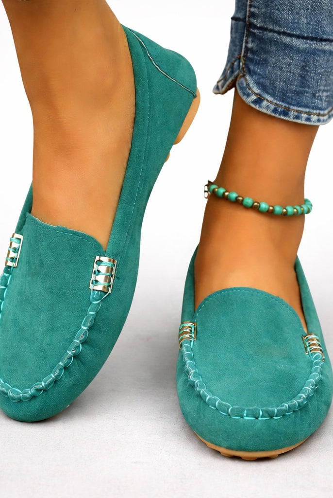 Sofía | Mocasines Mujer Hebilla Metálica Costuras