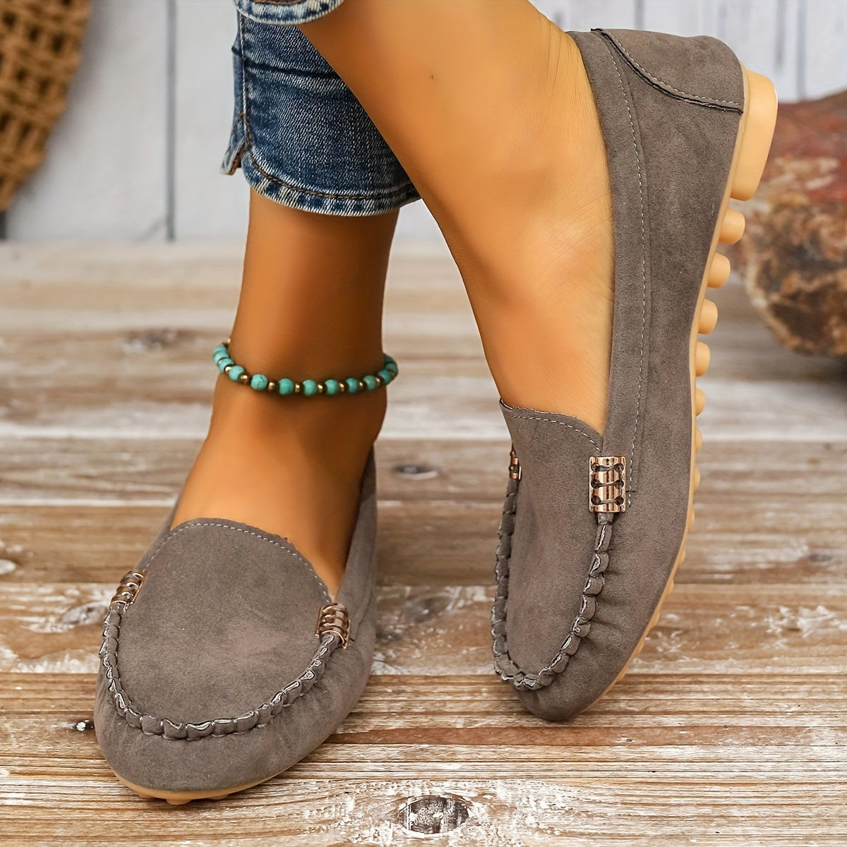 Sofía | Mocasines Mujer Hebilla Metálica Costuras