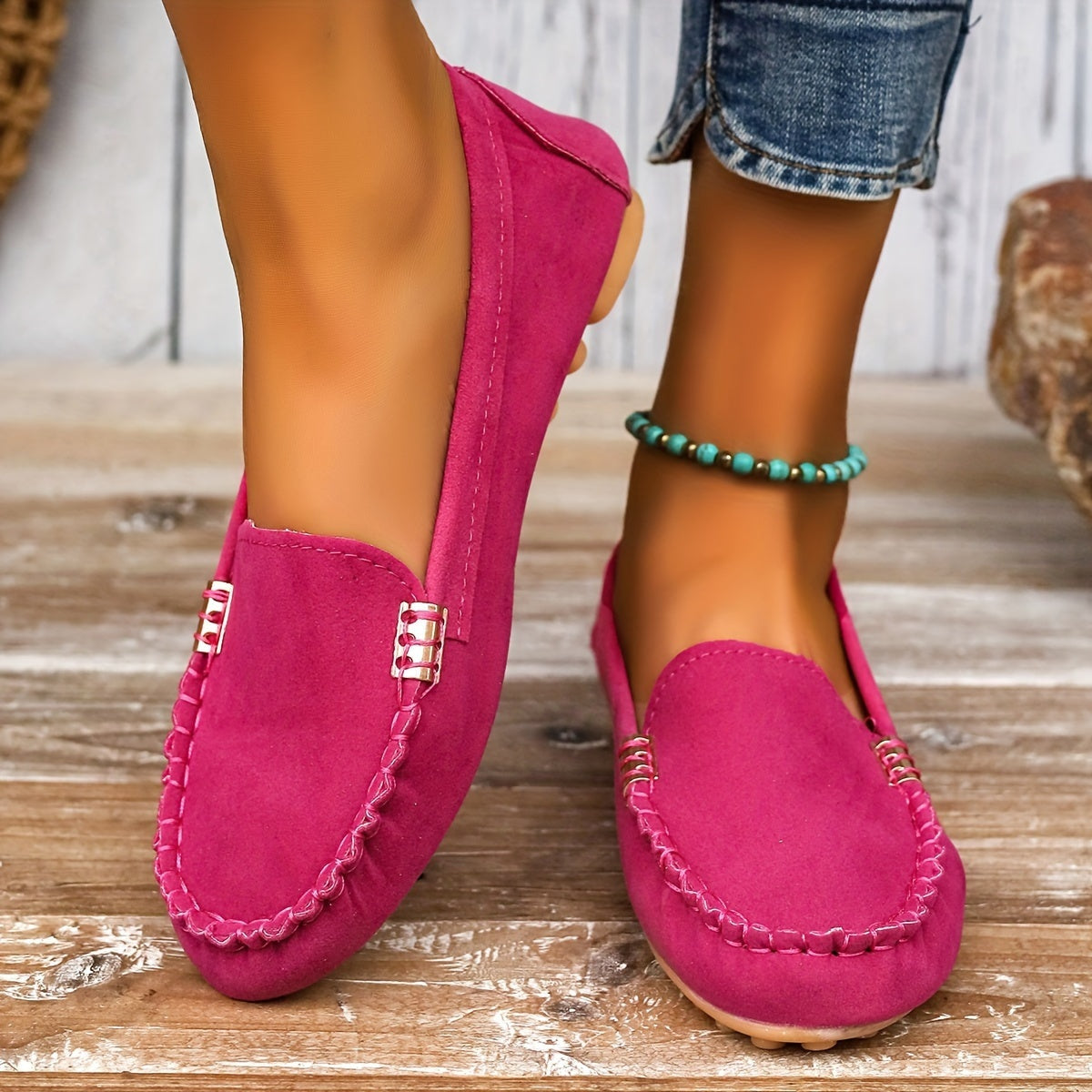 Sofía | Mocasines Mujer Hebilla Metálica Costuras