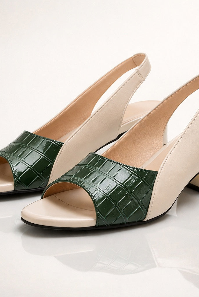 Sofía | Sandalias de Tacón Slingback Mujer Estampado Cocodrilo