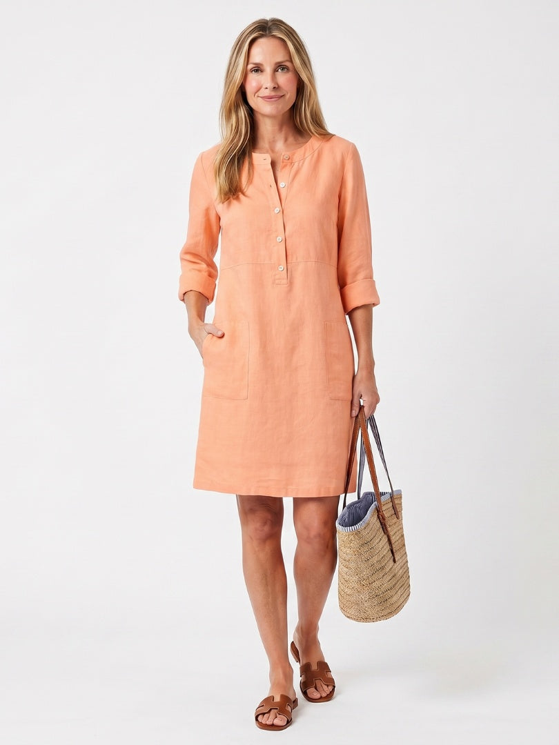 Solange | Vestido Midi Camisero Botones Frontales Mujer Manga Tres Cuartos
