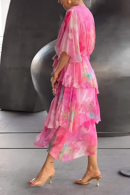 Soledad | Vestido Largo con Volantes Estampado Mujer Escote V