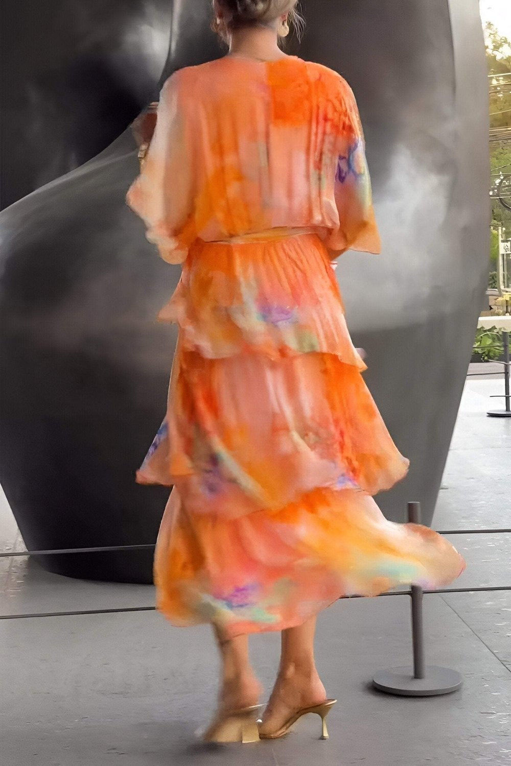Soledad | Vestido Largo con Volantes Estampado Mujer Escote V