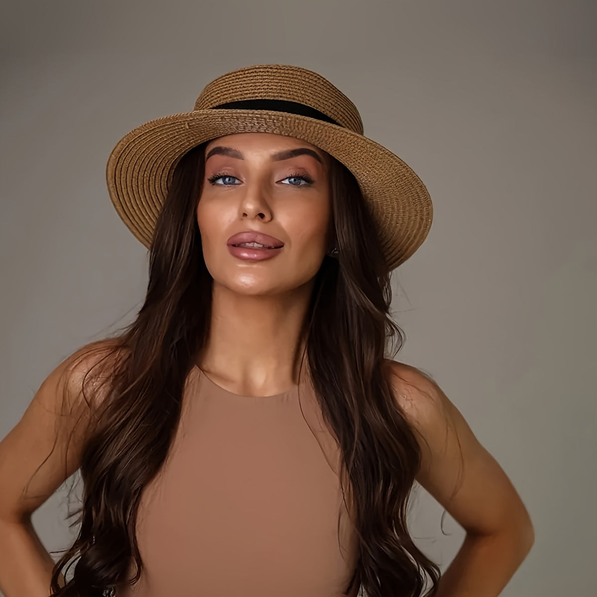 Sombrero de Paja de Ala Ancha Mujer Cinta