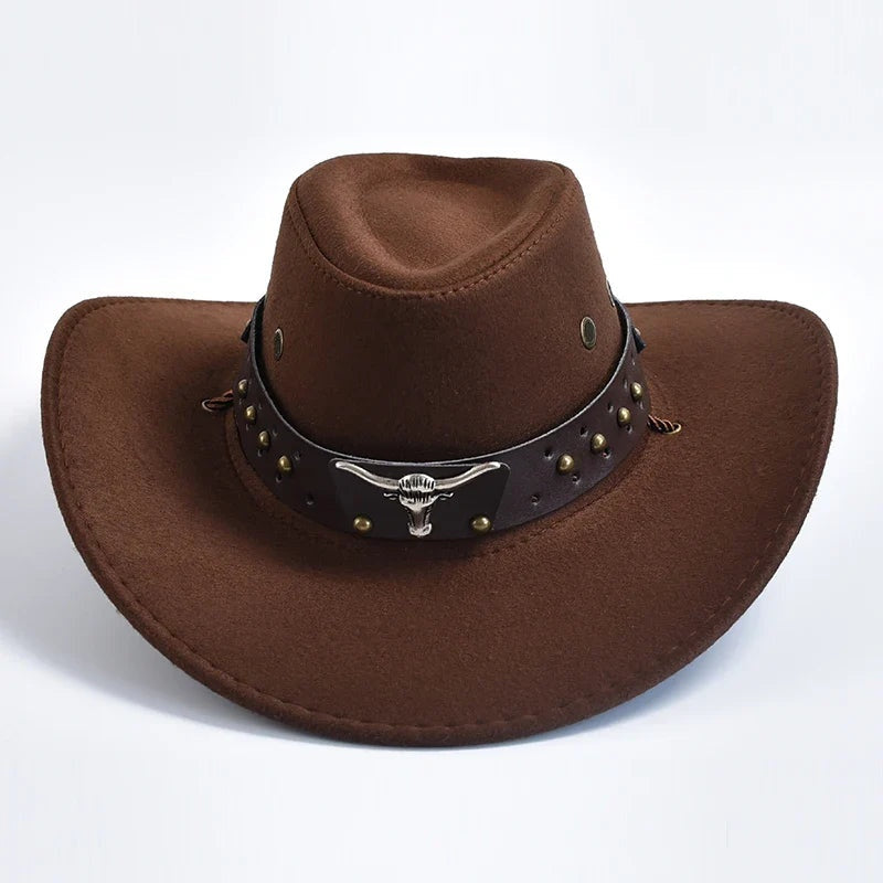 Sombrero Vaquero Western de Ala Ancha Hombre Banda Decorativa