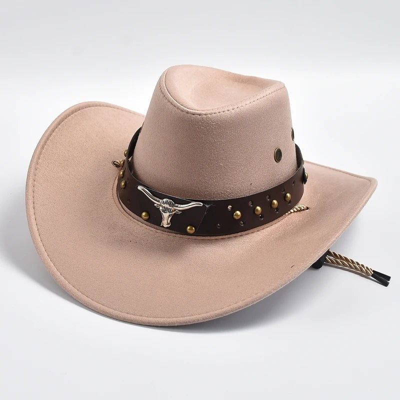 Sombrero Vaquero Western de Ala Ancha Hombre Banda Decorativa