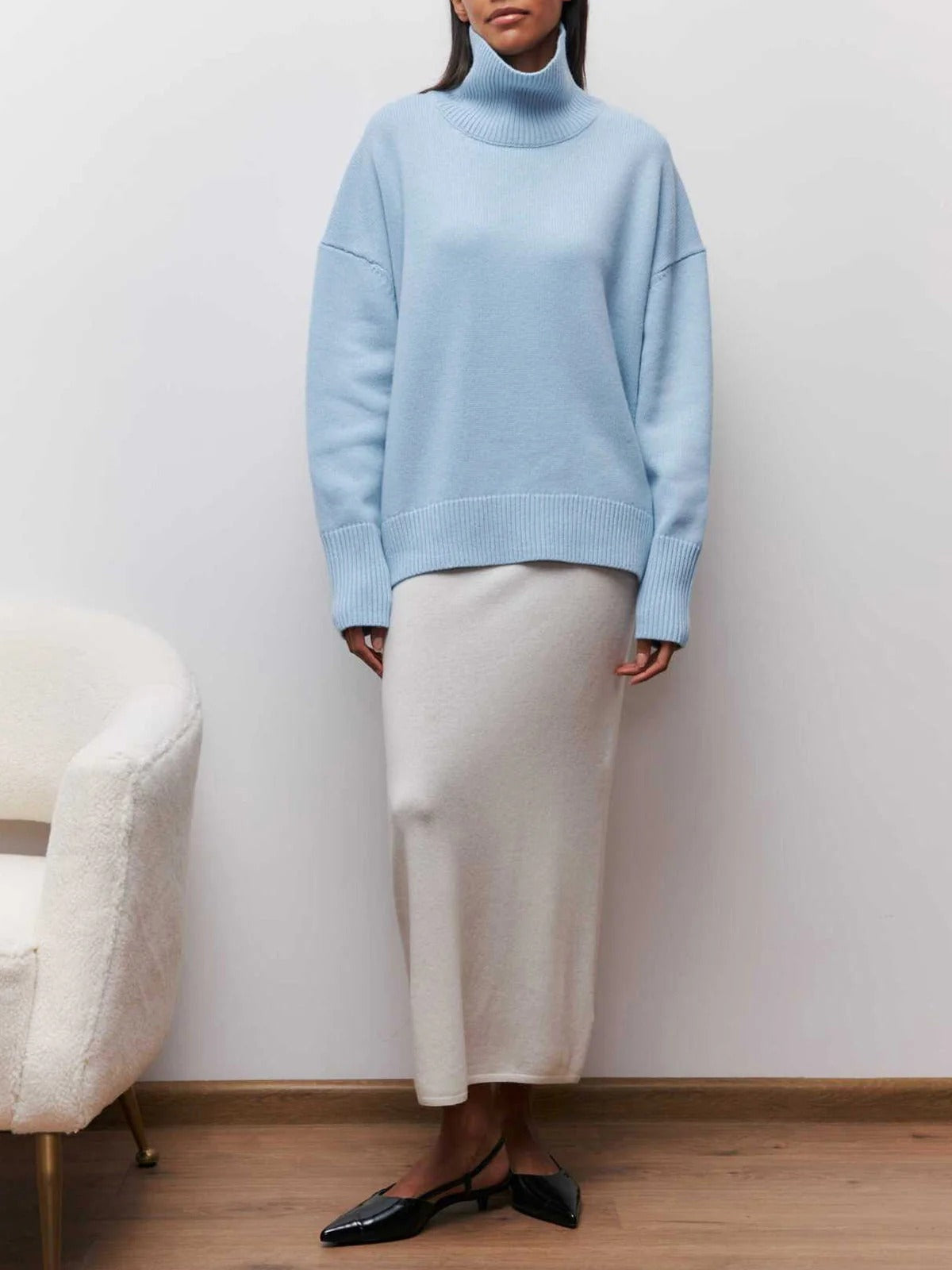 Sonia | Jersey de Punto Cuello Alto Oversized Mujer Manga Larga