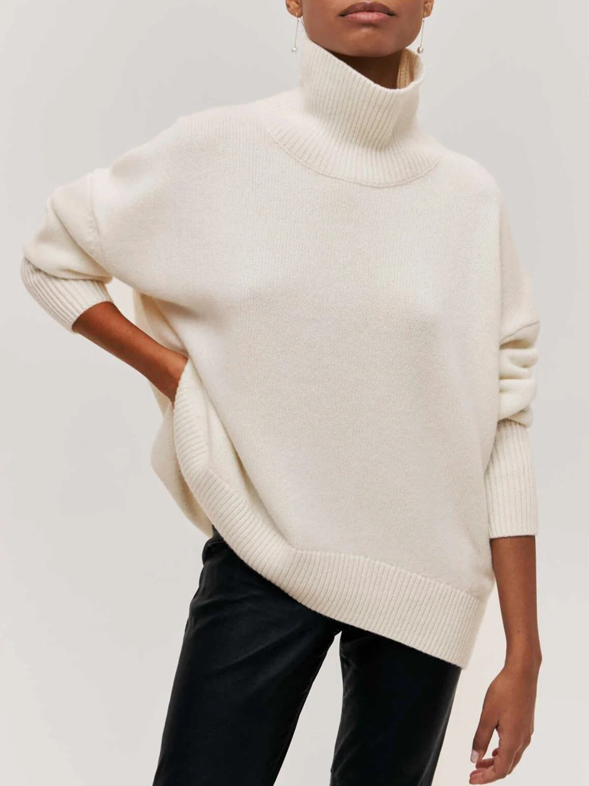 Sonia | Jersey de Punto Cuello Alto Oversized Mujer Manga Larga