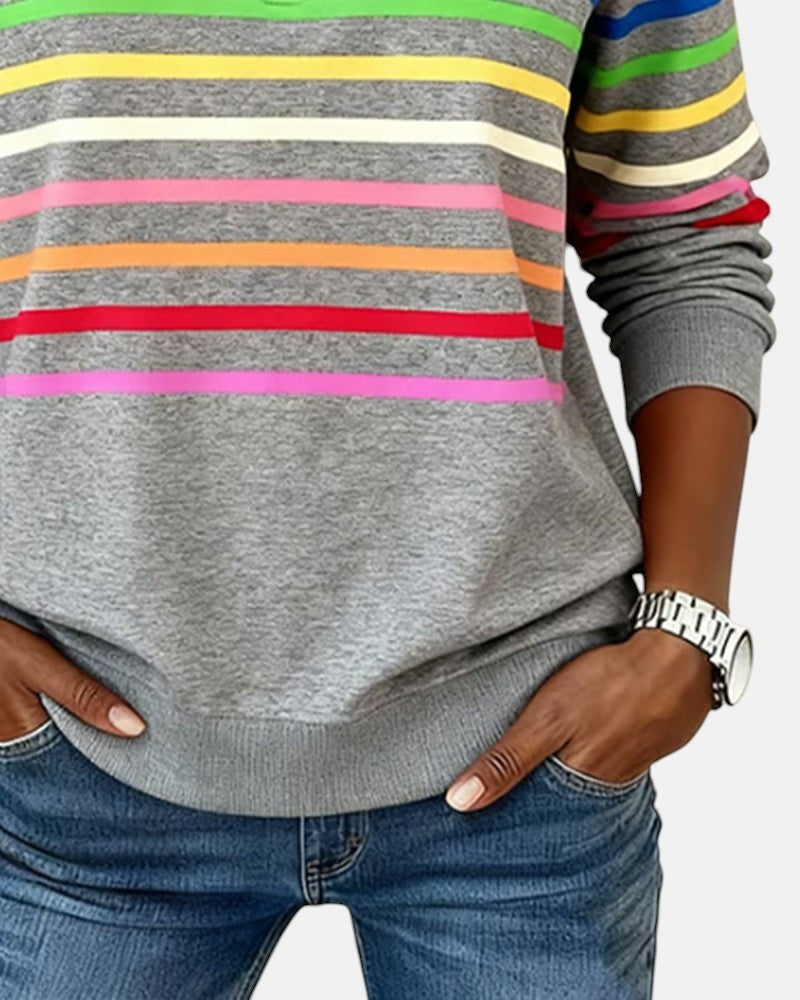 Sudadera de Rayas Mujer Cuello Cremallera Manga Larga