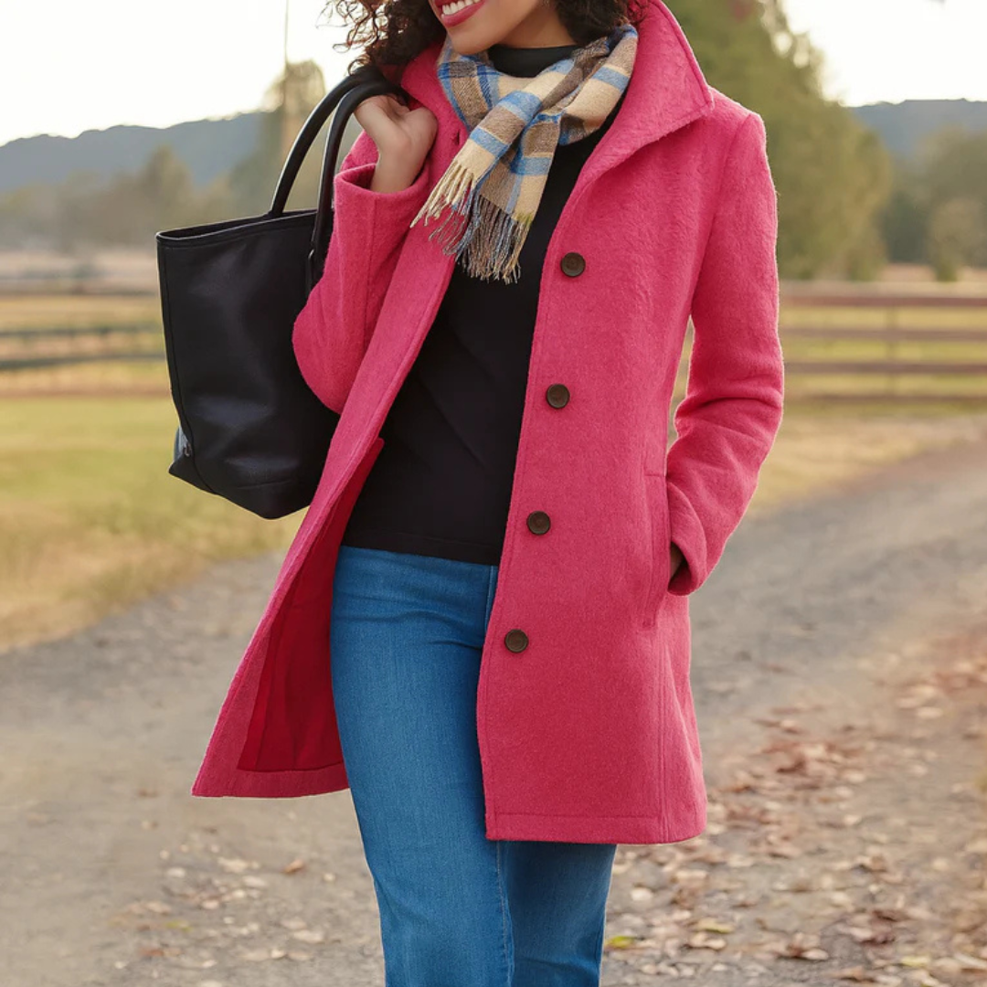 Teresa | Abrigo de Paño Elegante Mujer Cuello Solapa Botonera