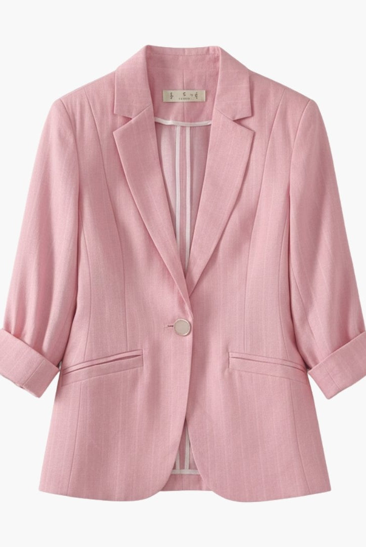 Teresa | Blazer de Lino de Un Botón Mujer Manga Tres Cuartos