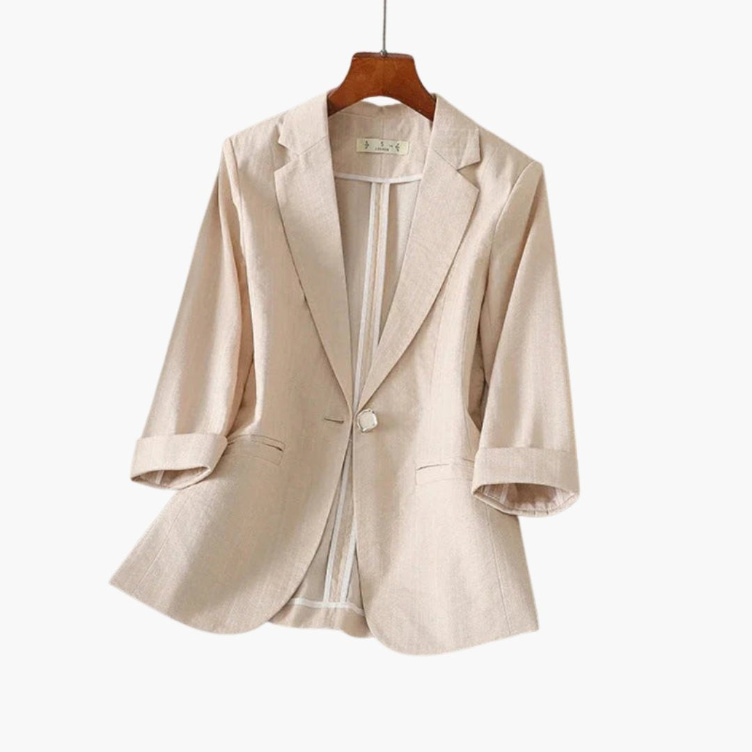 Teresa | Blazer de Lino de Un Botón Mujer Manga Tres Cuartos