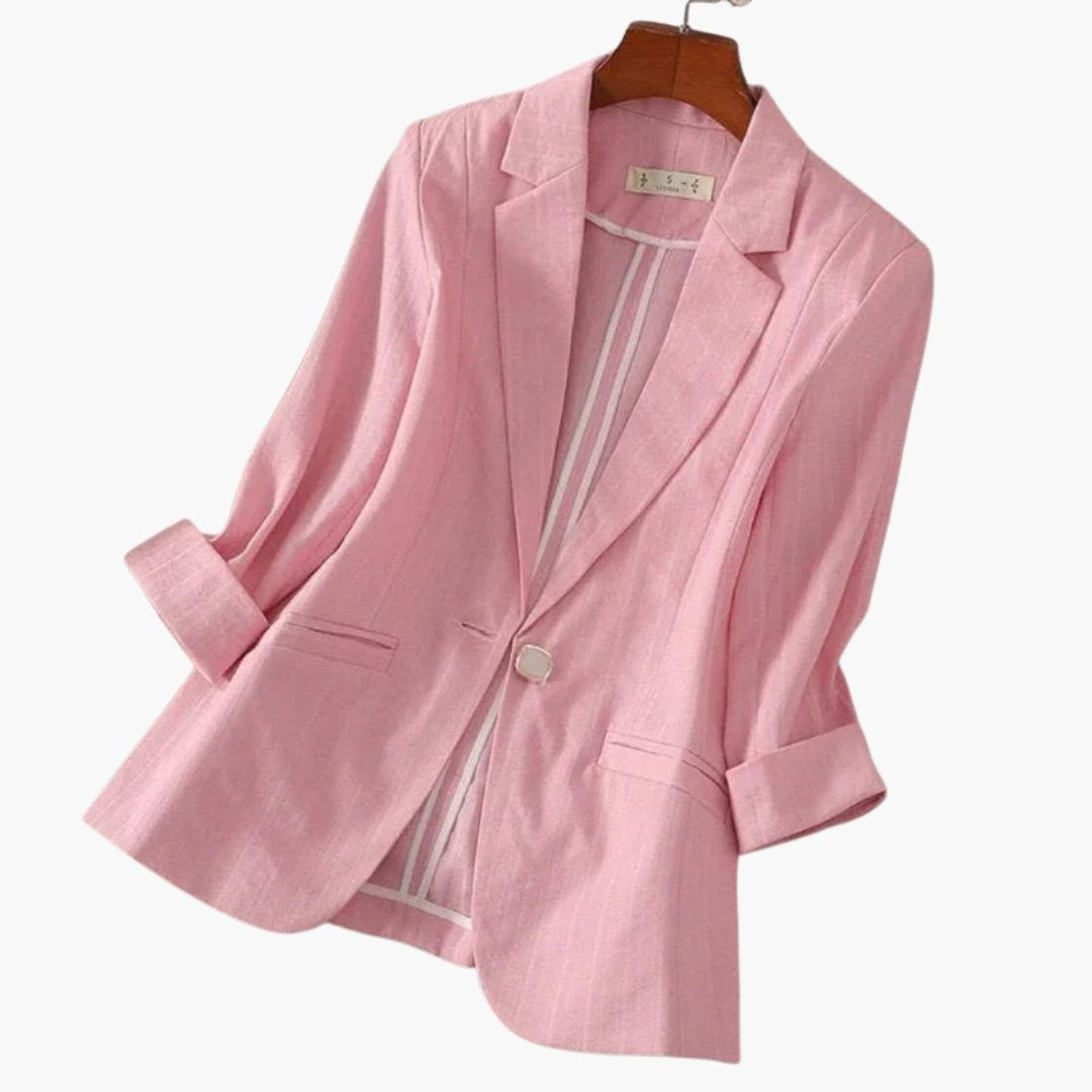 Teresa | Blazer de Lino de Un Botón Mujer Manga Tres Cuartos