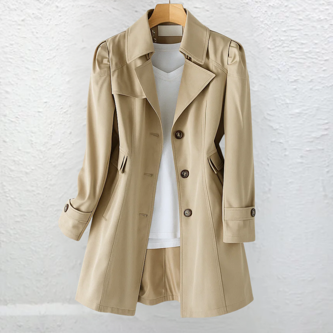 Teresa | Gabardina Corta Elegante Mujer Doble Botonadura