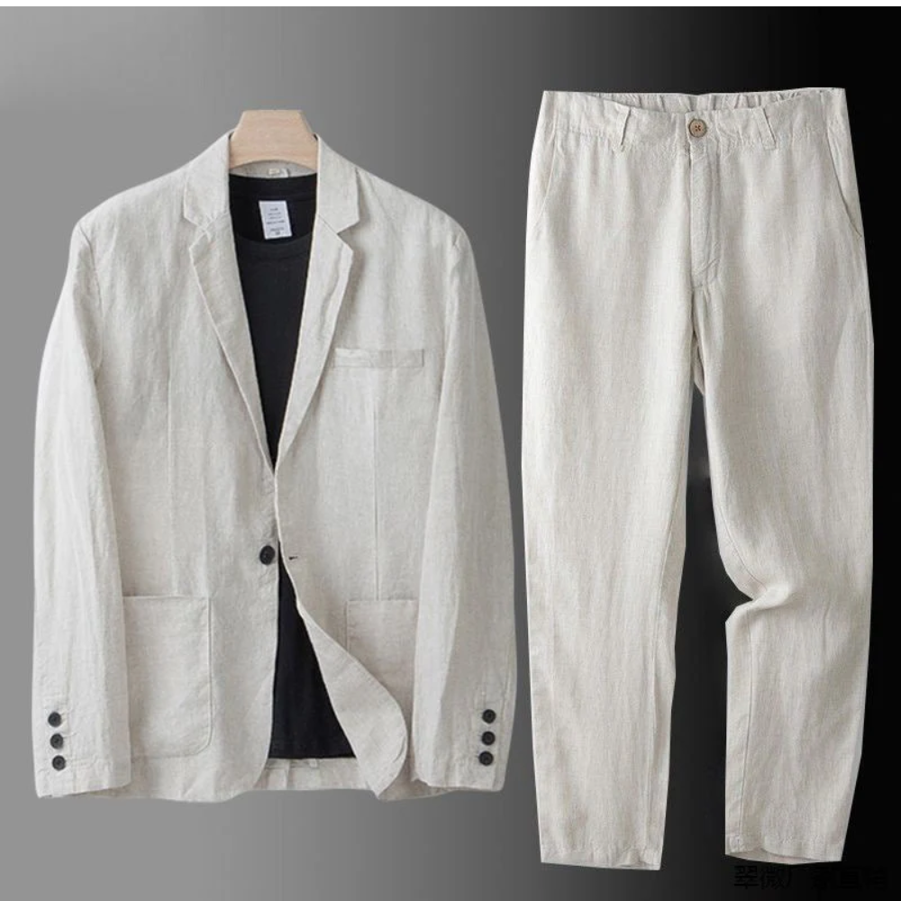 Tomás | Conjunto de Lino Elegante Hombre Chaqueta y Pantalón