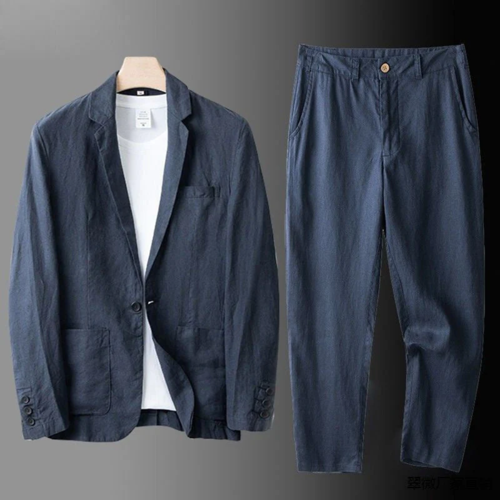 Tomás | Conjunto de Lino Elegante Hombre Chaqueta y Pantalón