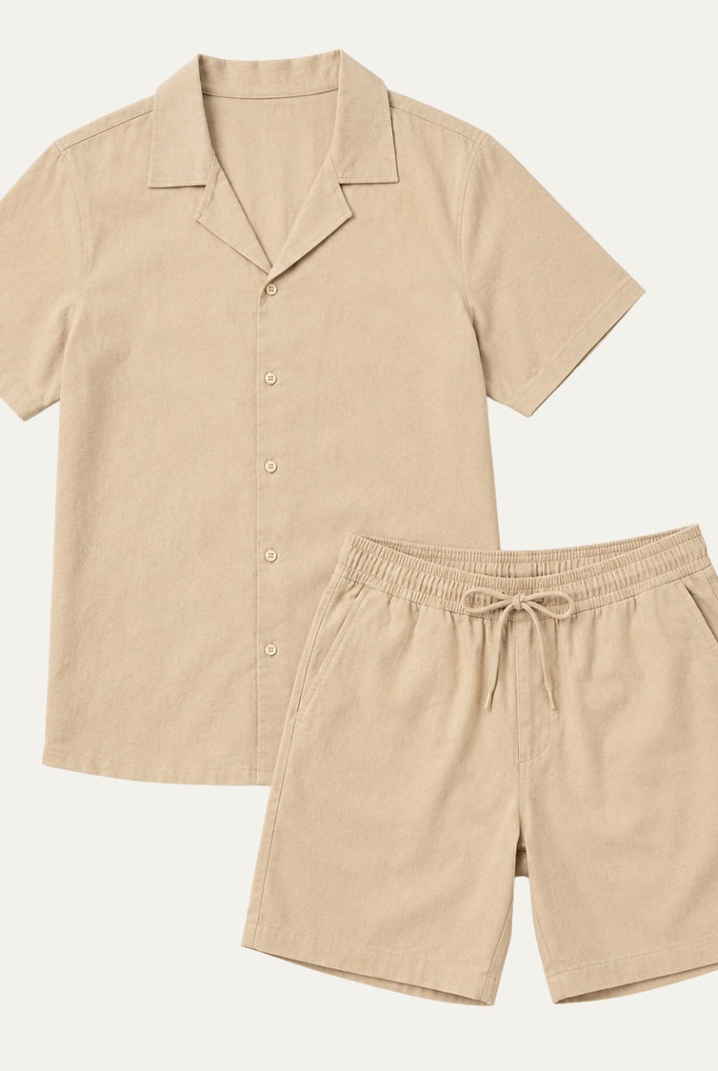 Tomás | Conjunto de Lino Hombre Camisa y Pantalón Corto