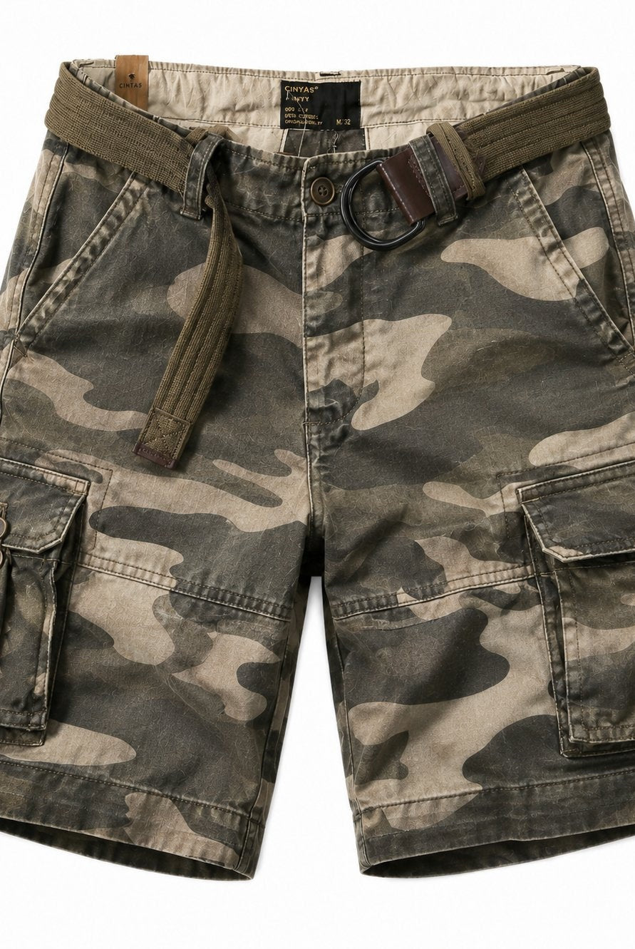 Tomás | Pantalón Corto Cargo Estampado Camuflaje Hombre Múltiples Bolsillos