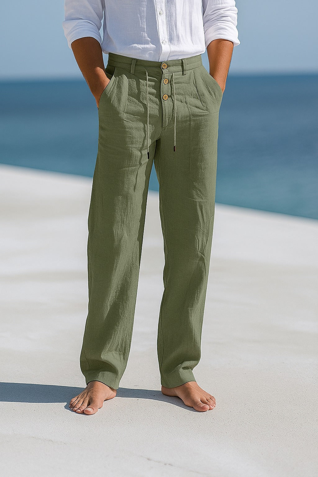Tomás | Pantalón de Lino con Pinzas Hombre Cordón Ajustable
