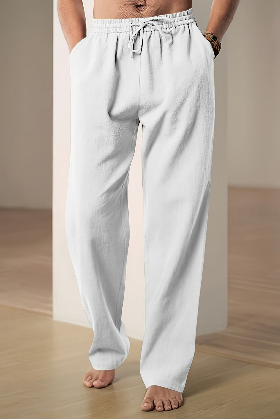 Tomás | Pantalón de Lino Hombre Cintura Elástica Corte Recto