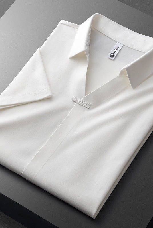 Tomás | Polo de Algodón y Seda de Manga Corta Hombre Cuello Solapa